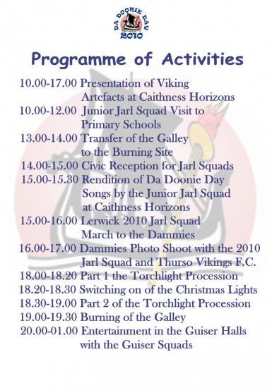 Photograph of Da Doonie Day Programme Of Events